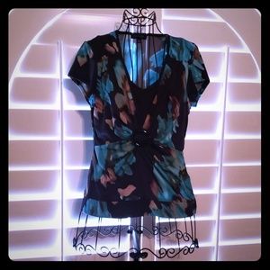 Notations black and  turquoise blouse